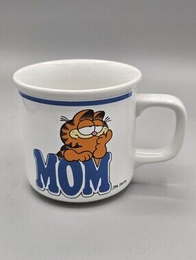 1978 Garfield "Mom" Coffee Mug Enesco 10 Oz Cup Blue Spell Out Vintage 70s Htf